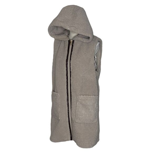 Sam Edelman Hooded Faux Shearling Midi Length in Beige Size Large - Picture 9 of 17